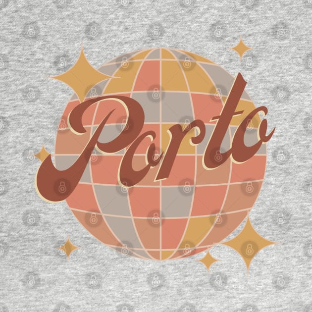 Porto City Portugal Retro Vintage Disco ball by Bailamor